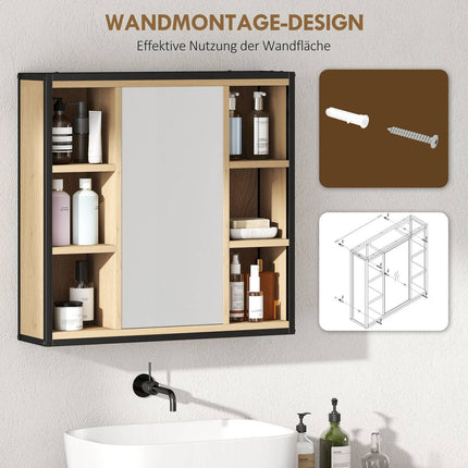 Badezimmerspiegelschrank, Eichendekor, Wandmontage, verstellbare Einlegeböden