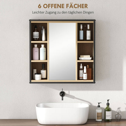 Badezimmerspiegelschrank, Eichendekor, Wandmontage, verstellbare Einlegeböden