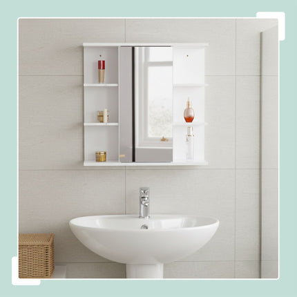 Badezimmerspiegelschrank, Wandmontage, 8 Ablagen