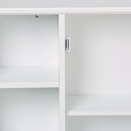 Bathroom Mirror Cabinet, White, 5 Shelves