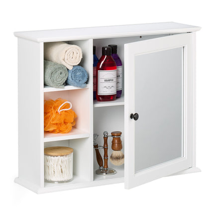 Bathroom Mirror Cabinet, White, 5 Shelves
