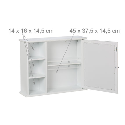 Bathroom Mirror Cabinet, White, 5 Shelves
