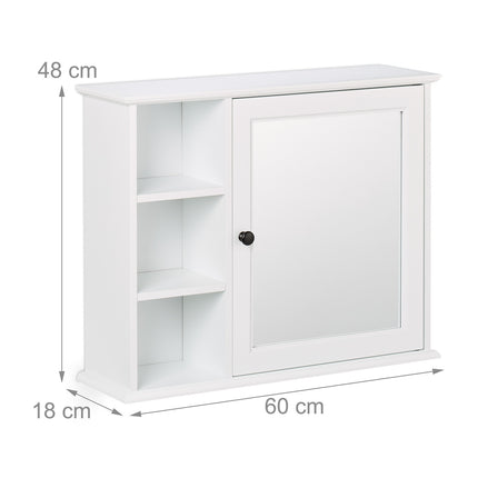 Bathroom Mirror Cabinet, White, 5 Shelves