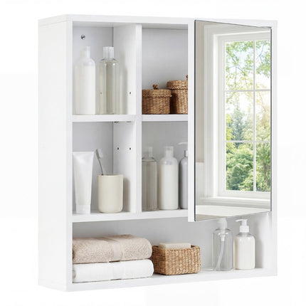 Badezimmerspiegelschrank mit verstellbaren Einlegeböden, Weiß, 55x16x61 cm