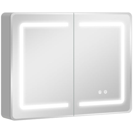 Badezimmerspiegelschrank mit LED, Antibeschlag, 80 x 60 cm
