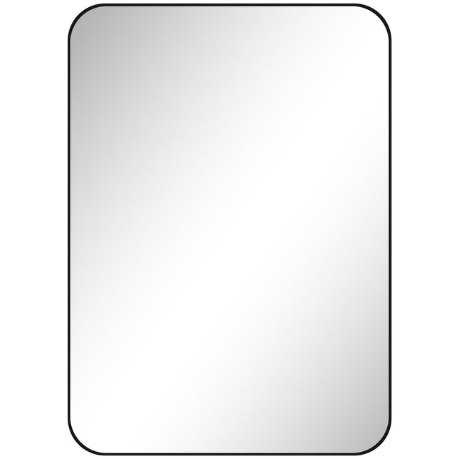 Badkamerspiegel, veiligheidsfolie, metalen frame, 50x70 cm, zwart