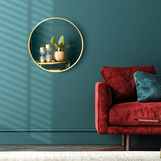 Runder Badezimmer-LED-Spiegel, Ø50cm, Gold, IP44, Memory-Funktion