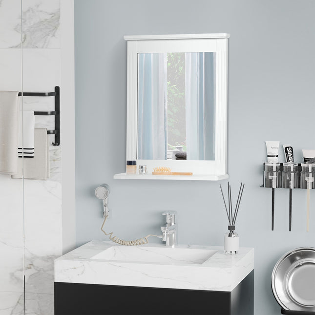 Badezimmer-Wandspiegel mit Ablage, Modern Weiß 55x12x64cm