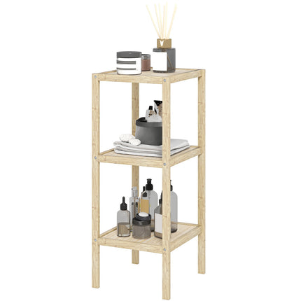 Bamboo 3-tier bathroom shelf - natural wood, 33x31x78 cm