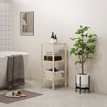 Bamboo 3-tier bathroom shelf - natural wood, 33x31x78 cm