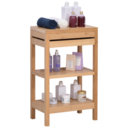 Bambus-Badregal, aufklappbarer Deckel, Naturfinish, 46x29,5x76,5 cm