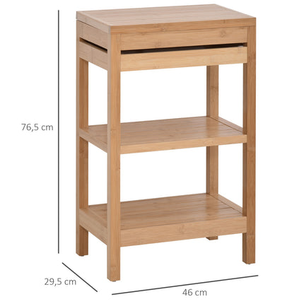 Bambus-Badregal, aufklappbarer Deckel, Naturfinish, 46x29,5x76,5 cm
