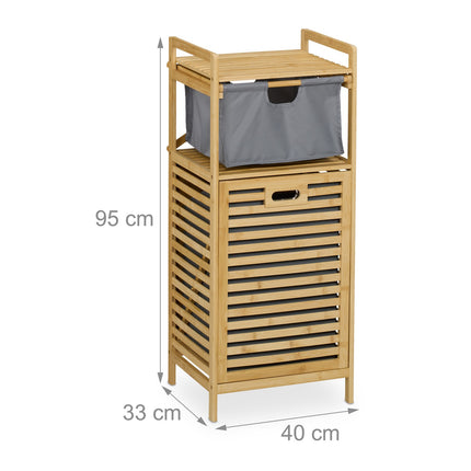 Bathroom Shelf with Laundry Basket and Fabric Drawer