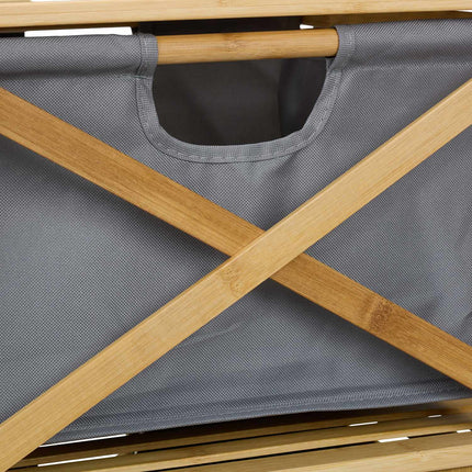 Bathroom Shelf with Laundry Basket and Fabric Drawer