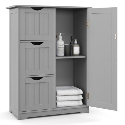 Badezimmerschrank mit 3 Schubladen und Tür, Grau
