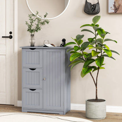 Badezimmerschrank mit 3 Schubladen und Tür, Grau
