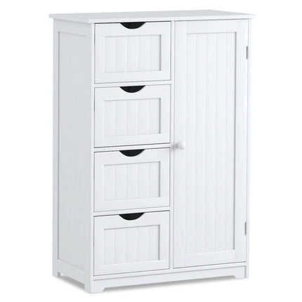 Bathroom Storage Cabinet, 4 Drawers, Door, White