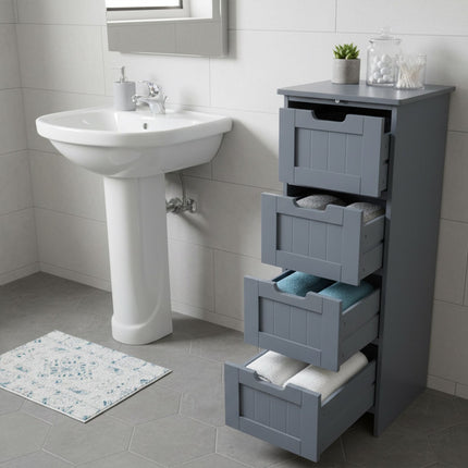 Badezimmerschrank, 4 Schubladen, platzsparendes Design