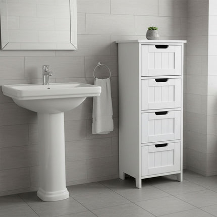 Koupelnová úložná skříňka, 4 zásuvky, úsporný design