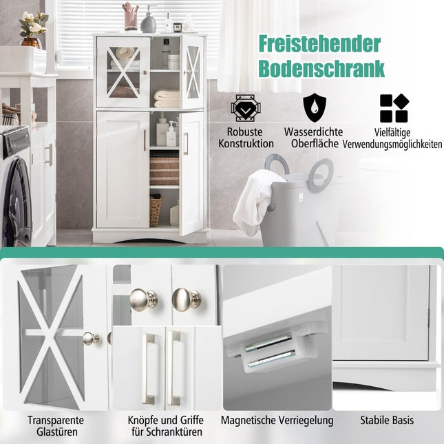 Badezimmerschrank, weiß, 60x30x108 cm, verstellbare Einlegeböden