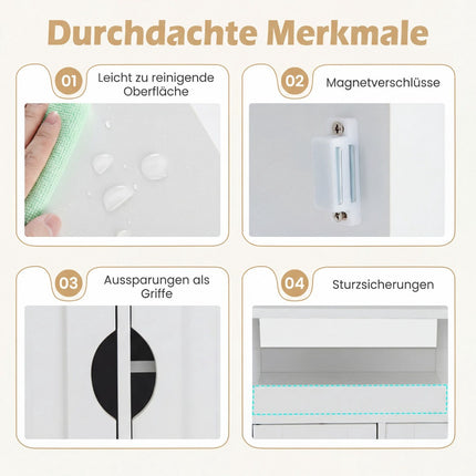 Badezimmerschrank mit verstellbarem Regal und Rollen