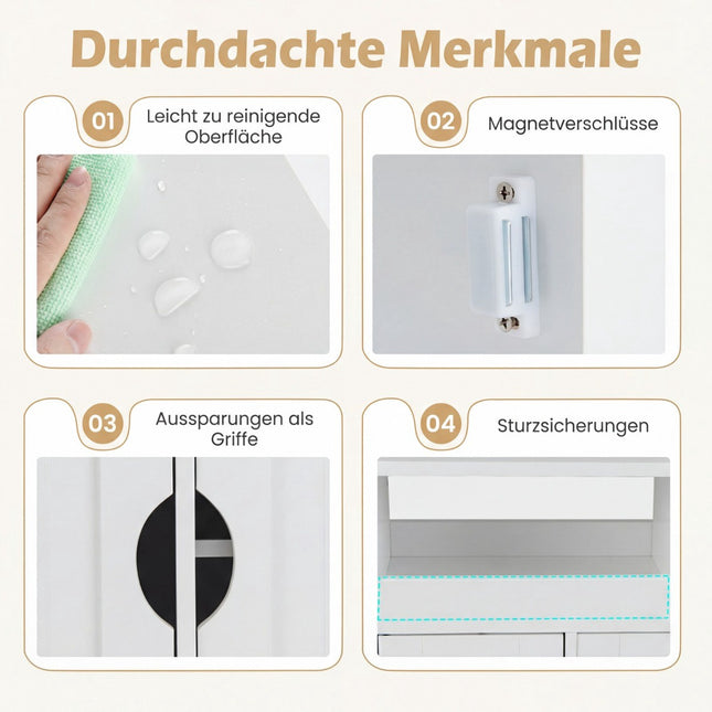 Badezimmerschrank mit verstellbarem Regal und Rollen