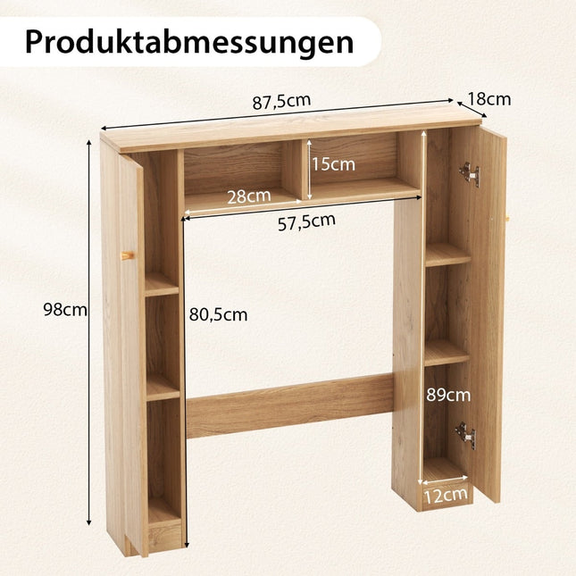 Badezimmerschrank mit verstellbaren Einlegeböden, Natur