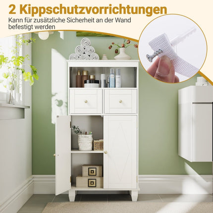 Bathroom Storage Cabinet with Adjustable Shelves, White