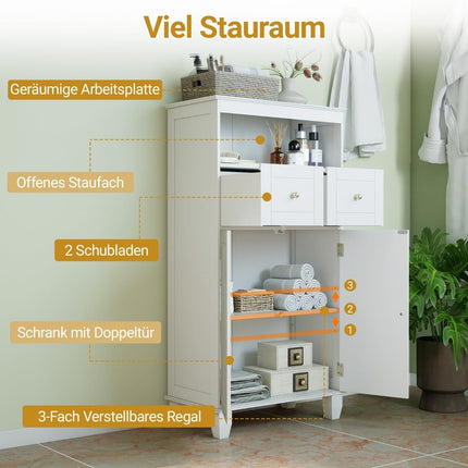 Bathroom Storage Cabinet with Adjustable Shelves, White
