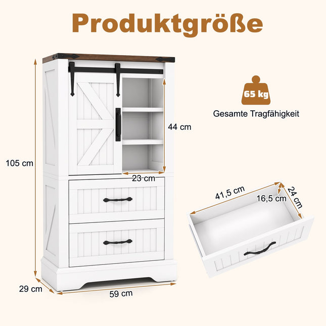 Badezimmerschrank mit Schiebetür im Scheunentor-Stil, verstellbare Einlegeböden
