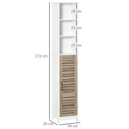 Hoher, weißer Badezimmerschrank – freistehend, verstellbare Einlegeböden