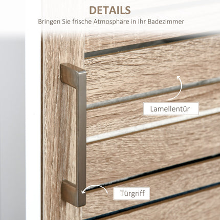 Hoher, weißer Badezimmerschrank – freistehend, verstellbare Einlegeböden