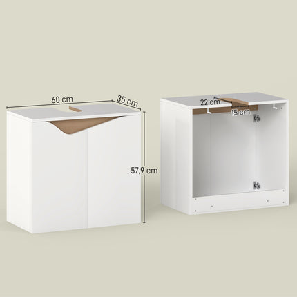 Badezimmerschrank mit Soft-Close-Türen, Weiß, 60x35x57,9 cm