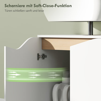 Badezimmerschrank mit Soft-Close-Türen, Weiß, 60x35x57,9 cm