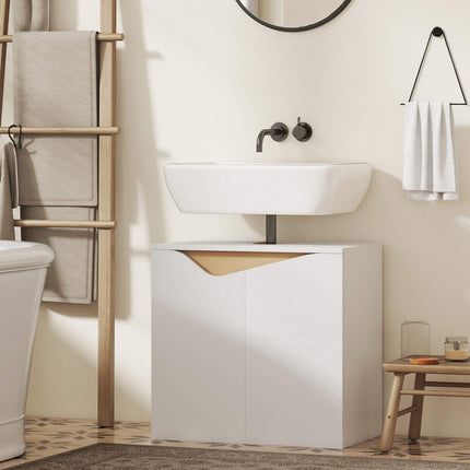 Badezimmerschrank mit Soft-Close-Türen, Weiß, 60x35x57,9 cm