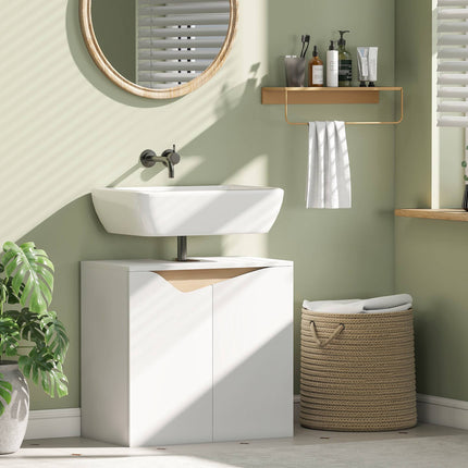Badezimmerschrank mit Soft-Close-Türen, Weiß, 60x35x57,9 cm