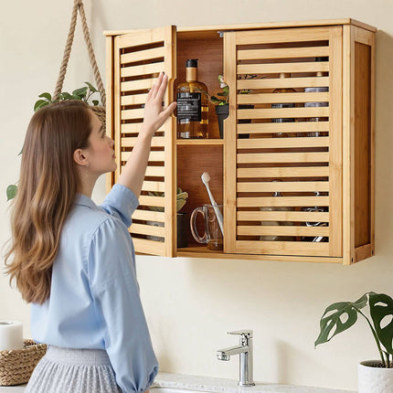 Bathroom Wall Cabinet, 2 Doors, Adjustable Shelf, Wall Mount