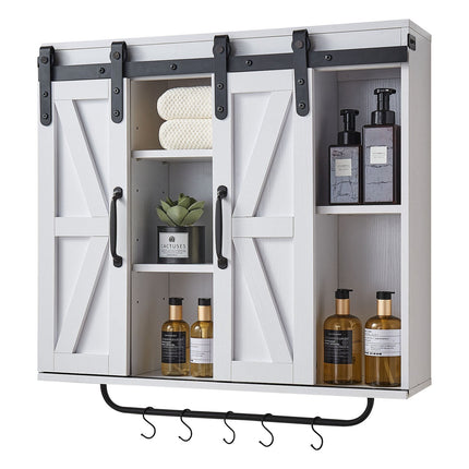 Bathroom Wall Cabinet, 2 Doors, Adjustable Shelf, White