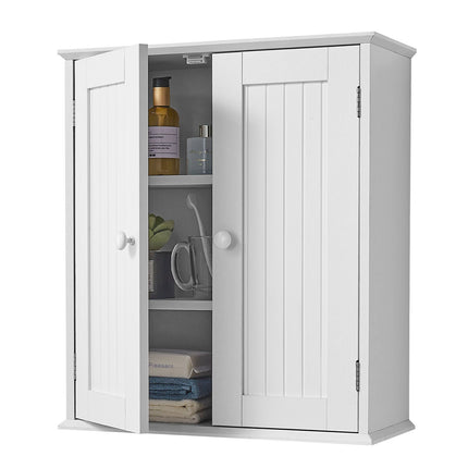 Bathroom Wall Cabinet, 2 Doors, Adjustable Shelf, White