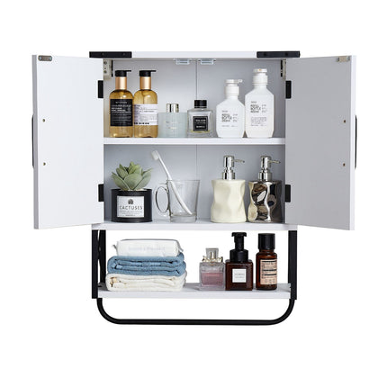 Bathroom Wall Cabinet, 2 Doors, Adjustable Shelf, White