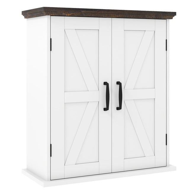 Badezimmer-Wandschrank, 2 Türen, verstellbare Einlegeböden, Weiß