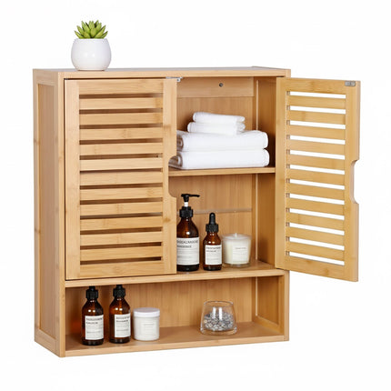 Badezimmerschrank, verstellbarer Einlegeboden, Lamellentüren