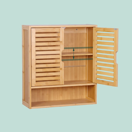 Badezimmerschrank, verstellbarer Einlegeboden, Lamellentüren