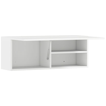 Bathroom Wall Cabinet, Lift-Up Door, Gas Strut, 80x25x30 cm, White