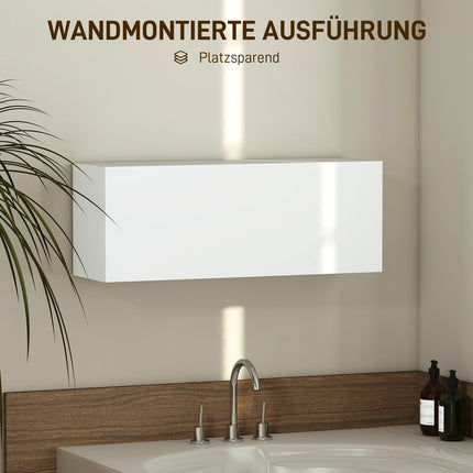 Bathroom Wall Cabinet, Lift-Up Door, Gas Strut, 80x25x30 cm, White
