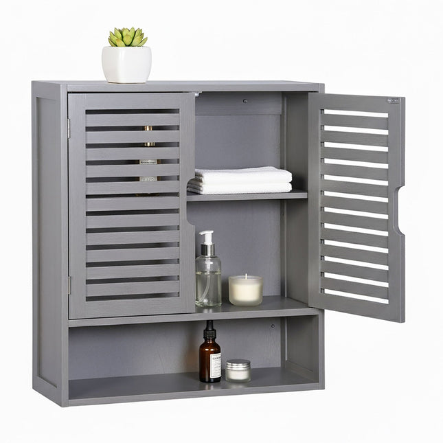 Badezimmer-Wandschrank, Lamellentüren, Verstellbare Einlegeböden