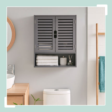 Badezimmer-Wandschrank, Lamellentüren, Verstellbare Einlegeböden