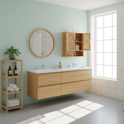 Badezimmer-Wandschrank, Lamellentüren, Verstellbare Einlegeböden