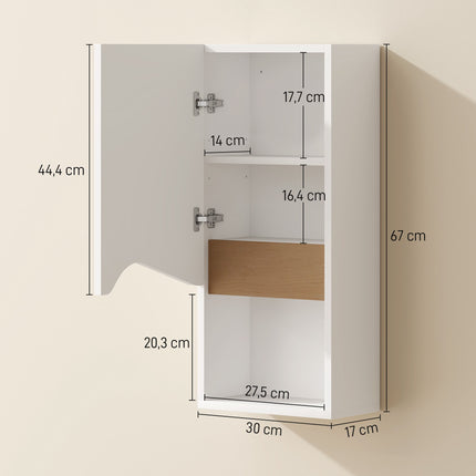 Badezimmer-Wandschrank, Soft-Close-Tür, offenes Regal, Weiß