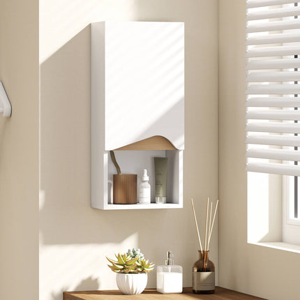 Badezimmer-Wandschrank, Soft-Close-Tür, offenes Regal, Weiß